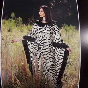 Zebra Long Gown with Feathers “The Mahogany “